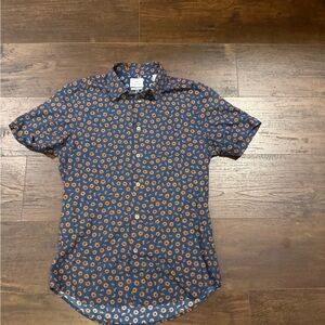 Paul Smith Navy and Orange Floral Casual Shirt